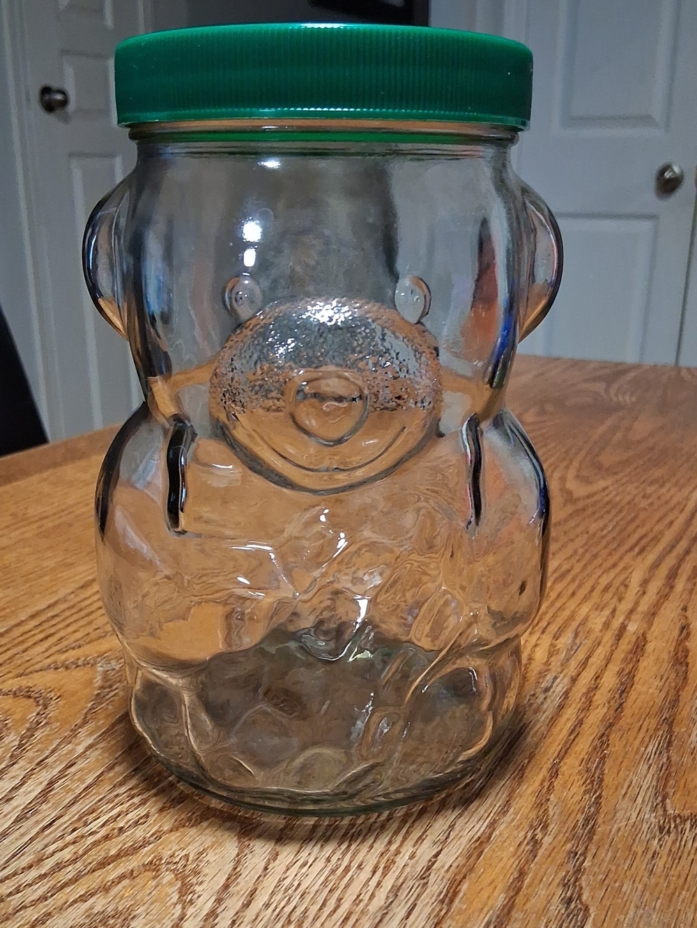VTG 1980s Kraft Peanut Butter Glass Bear Jar Green Lid Papa Bear Collectible